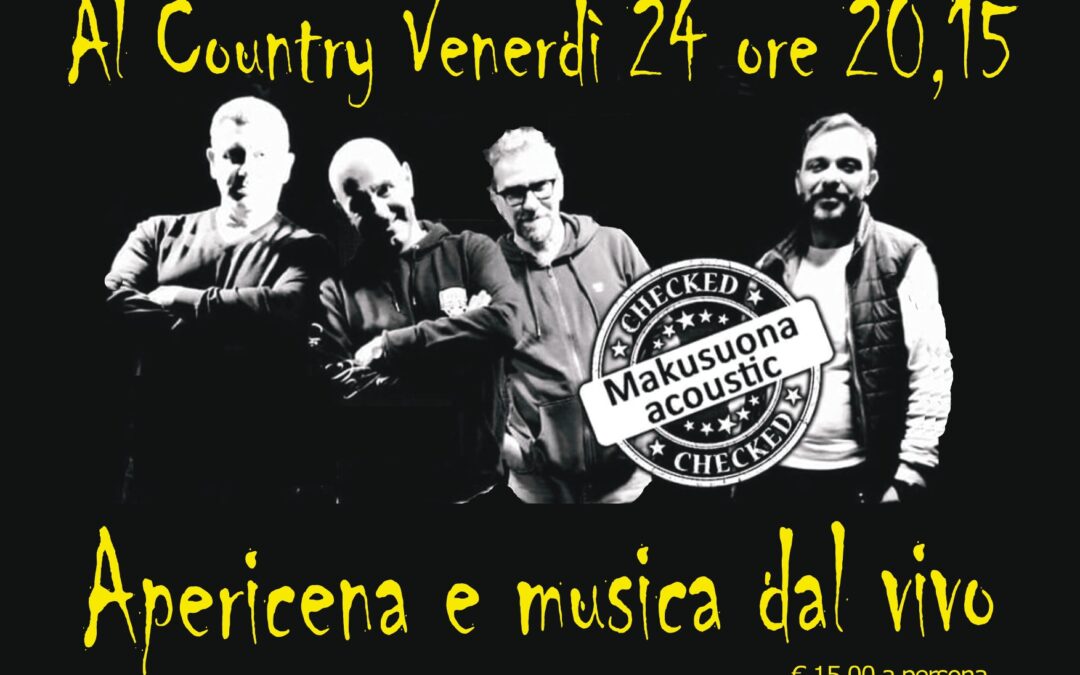 Apericena e musica dal vivo con i Makusuona venerdì 24 febbraio ore 20.15